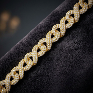 Pulsera de Oro Estilo Cubano para Hombre con Incrustaciones de Diamantes, Cadena Infinita, Joyería Hip Hop para Fiesta, Boda, Regalo - Product Image 3
