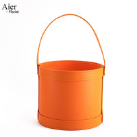 Seau à cadeaux de Noël Aierflorist, seau en cuir, boîte ronde, boîte en papier ronde, seau à câlins, boîte à fleurs avec poignée, emballage cadeau