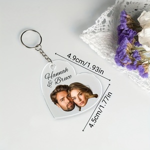 <span class=keywords><strong>Llavero</strong></span> <span class=keywords><strong>Personalizado</strong></span> con Forma de Corazón con Imágenes y Texto Personalizados, Fotos de Mascotas Familiares en Acrílico con Impresión UV - Product Image 4