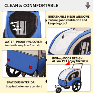 Remolque de bicicleta grande para mascotas de 3 ruedas de seguridad con pliegue simple o doble para bebés, remolque de bicicleta para manejo de perros - Product Image 6