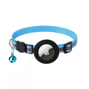 Custom Outdoor Dog Cat Presice Position Rubber sleeve Anti-loss Reflective Stripe Adjustable Pet Collar With Air Tag