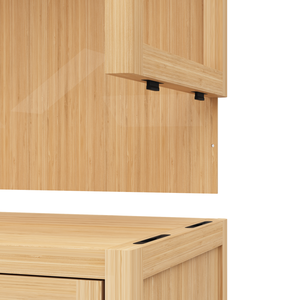 Bamboo Storage Cabinet With <b>Shelves</b> For Bathroom Living Room Large Capacity Furniture Organizer - Product Image 5