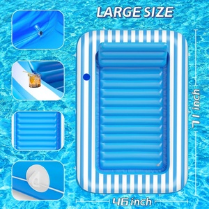 Summer Water Loungers with Pillows Large Removable <b>Inflatable</b> Bathtub Sun <b>Bath</b> Floating Tanning Pool - Product Image 6