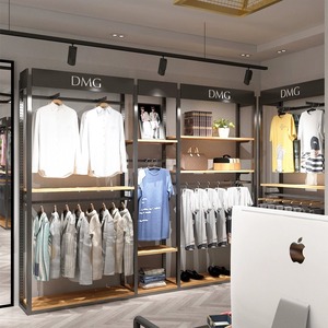 Présentoir de <span class=keywords><strong>Magasin</strong></span> de Vêtements pour Hommes en Fer Forgé, Décoration de Boutique Tendance, Étagère de Supermarché, Porte-Présentoirs au Sol Métallique - Product Image 3