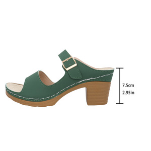 Nuevas Sandalias de Tacón Grueso de Moda para Verano, con Punta Abierta, Hebilla de Cuero y Tacón Medio para Mujer - Product Image 6