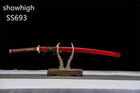 Espada Katana Roja Decorativa y Funcional Hecha a Mano con Saya de Madera para Colección de Cosplay SS693