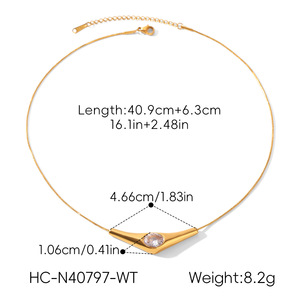 Collar Minimalista con Colgante Geométrico de Circonita, Antideslustre, Pulido, de Acero Inoxidable con Baño de Oro de 18K, Accesorios Diarios para Mujer - Product Image 5