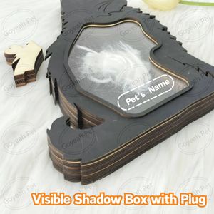 Belle boîte à souvenirs en fourrure pour animaux de compagnie mémorial épais matériel en bois plaque de rangement en poils de chat avec prise - Product Image 4