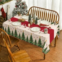 Nappe de Noël personnalisée en forme de sapin avec bordure en ruban rouge, pour table de salle à manger, événements hivernaux et banquets – Fournisseur
