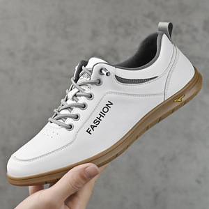 Fashion Casual Sneakers <b>Men</b> Low <b>Heel</b> Anti Slip Leather Shoes Leisure Wear White Size 40-45 - Product Image 1