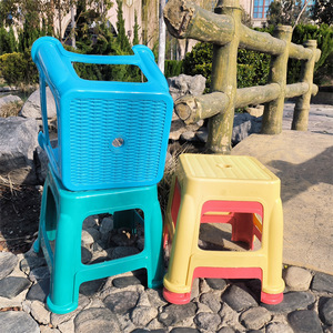 Taburete de plástico de imitación de ratán grueso de 60 cm, apilable, para el hogar, sala de estar, baño, entrada, colores mixtos - Product Image 4