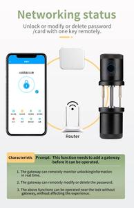 Serrure de porte électronique intelligente Tuya avec poignée <span class=keywords><strong>tubulaire</strong></span> à empreintes digitales, WiFi et contrôle par application pour portes en bois et en aluminium - Product Image 5