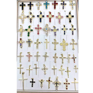 Pendentif <span class=keywords><strong>Croix</strong></span>/Chapelet Jésus en CZ <span class=keywords><strong>de</strong></span> couleur tendance CH-LHP2378, plaqué or, pendentif religieux en cuivre, pendentif <span class=keywords><strong>croix</strong></span> en CZ, vente en gros - Product Image 1