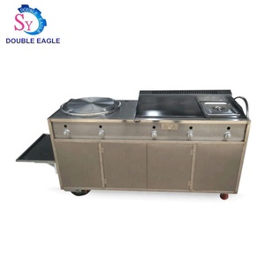 Hand Push Mobile Italian Pizza Making Car/Stainless Steel Teppanyaki <strong>Fast</strong> <strong>Cart</strong>/Chicken Leg Fryer Snack <strong>Food</strong> Roasting Trolley - Product Image 3