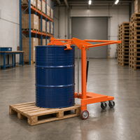 Chariot de manutention mécanique DJ365 pour fûts, capacité de charge nominale de 365 kg, en acier et plastique, avec support de palette pour utilisation en entrepôt