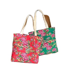 Sac fourre-tout en toile recyclée écologique grande capacité, style nord-est, motif floral, sac à bandoulière pour femme - Product Image 1