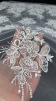 Nouvelle Arrivée Tissu Brodé Laser Blanc en Dentelle Française Perlée et Pailletée pour Robe de Mariée