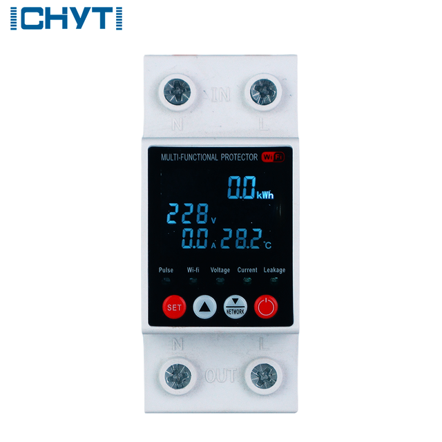 2P 63A TUYA APP WiFi Smart Digital Energy Power kWh Meter Voltage Protector