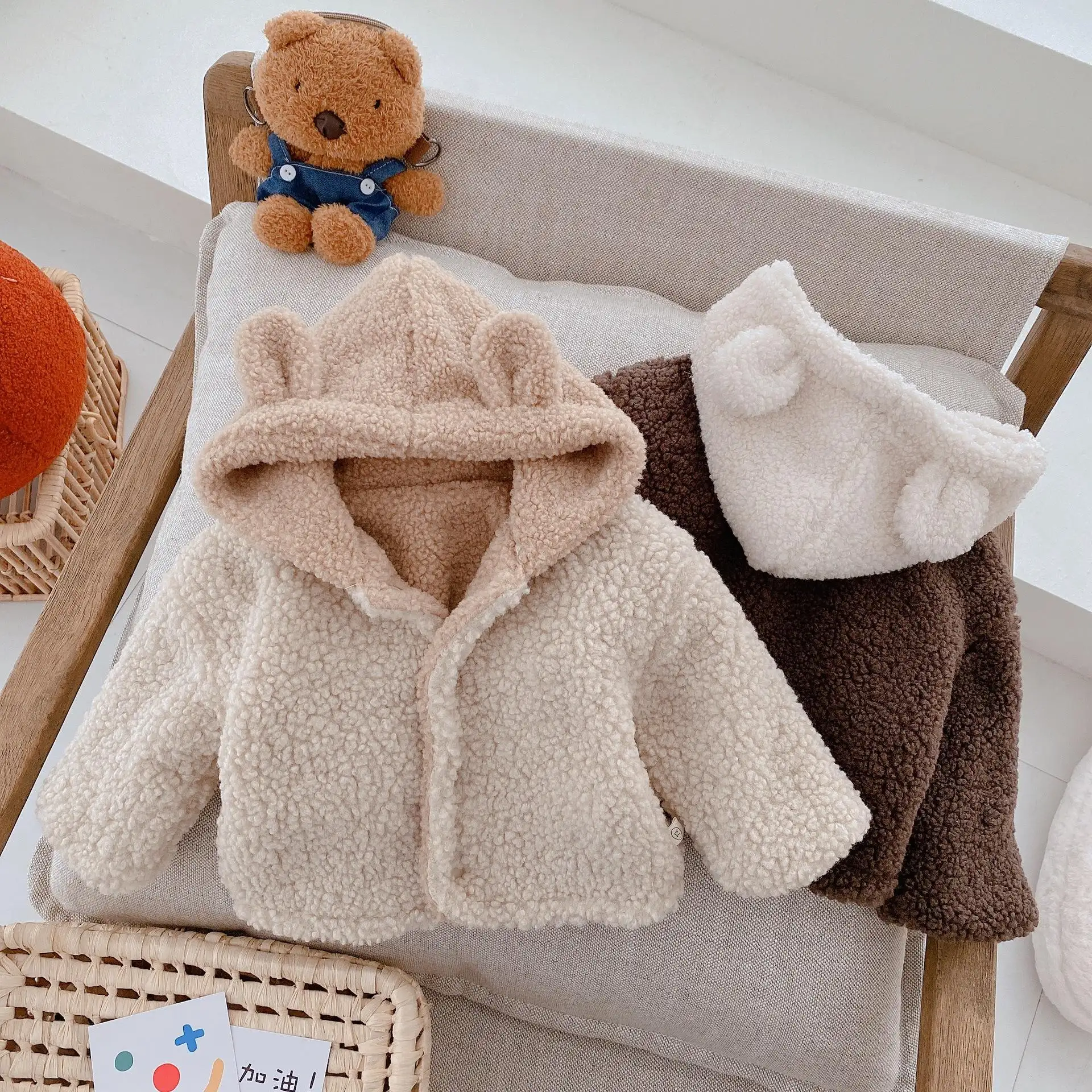 0-3 anni abbigliamento per bambini lana di agnello autunno inverno con cappuccio Baby Top 2021 Plus giacca imbottita in velluto stile coreano cappotto per ragazze