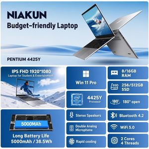 Computadora Portátil NIAKUN de 15.6 Pulgadas, 16 GB de RAM, 512 GB SSD, Windows 11 Pro, para Estudiantes - Product Image 2