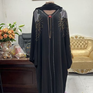 <span class=keywords><strong>Abito</strong></span> Abaya Elegante da Donna Taglie Forti, <span class=keywords><strong>Maniche</strong></span> Lunghe <span class=keywords><strong>a</strong></span> <span class=keywords><strong>Pipistrello</strong></span>, Fantasia Floreale, <span class=keywords><strong>con</strong></span> Diamanti, per Uso Quotidiano Primaverile - Product Image 2