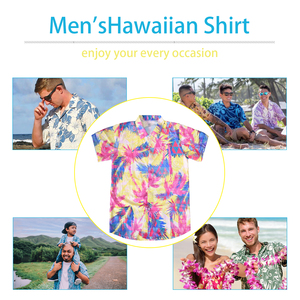 ハワイアンシャツ,プリントポリエステルスパンデックスボタンダウンハワイアンビーチシャツ - Product Image 5