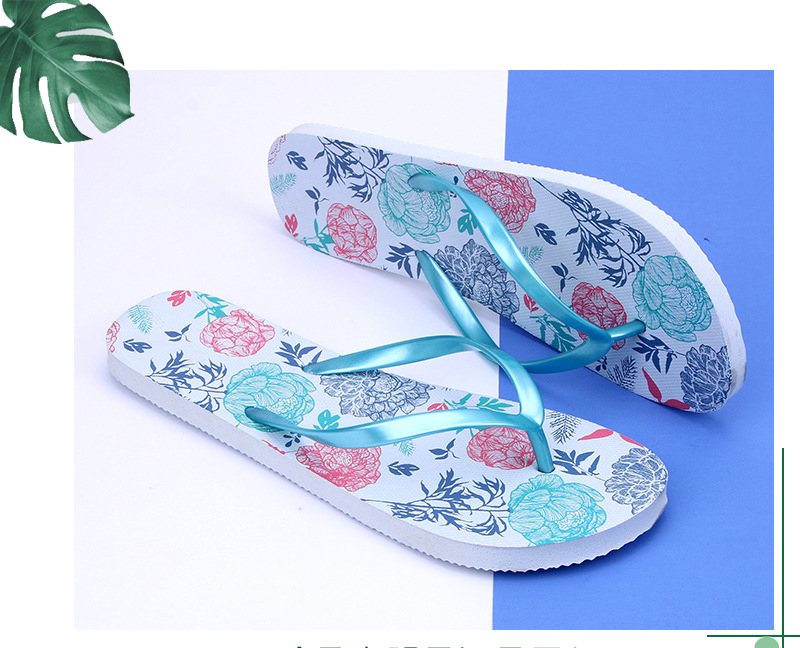 Custom Logo Flip-flops Slippers PE Women's Printed Beach Flip Flops Wholesale
