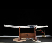 Épée de lune d'automne forgée à la main Longquan, finition bleue oxydée au four, acier 1060, 103 cm, Katana, cadeau pour homme