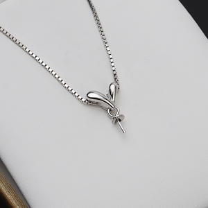 Pendentif en argent S925 style germes de soja, simple et compact, accessoire de perles DIY pour femmes, support vide, 877-Composants de bijoux - Product Image 5