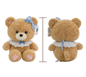Poupée d'oreiller de lit brodée de lapin bouffée mignon véritable peluche PP coton remplissage ours Type cadeau d'anniversaire pour enfants couette - Product Image 4