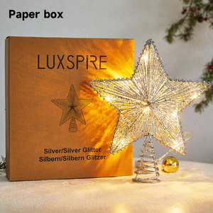 Usine <span class=keywords><strong>De</strong></span> Noël LED Or Fer Arbre Topper Étoile Écologique Lumineux 2AA Batterie Arbre <span class=keywords><strong>De</strong></span> Noël Décoration Ornement <span class=keywords><strong>De</strong></span> Noël - Product Image 2