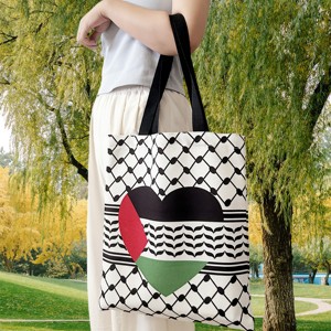 Borsa in Tela di Poliestere Personalizzata 35*40cm con Keffiyeh Arabo Palestinese per Uomo e Donna, Borsa Tote Palestinese con Logo Personalizzato - Product Image 6