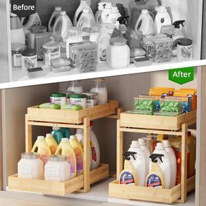 Boîte de rangement rectangulaire à double couche, grande capacité, en bois blanc et noir, pour le rangement des aliments sur le bureau - Product Image 2