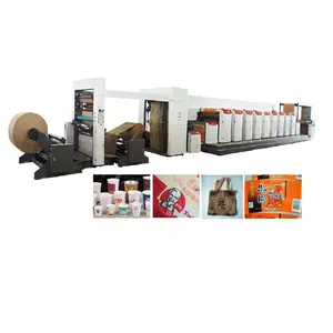 RYHF1200 Servo Drive Paper and Plastic Film Flexo Printing and Press Machine para tazas, bolsas y paquetes de alimentos