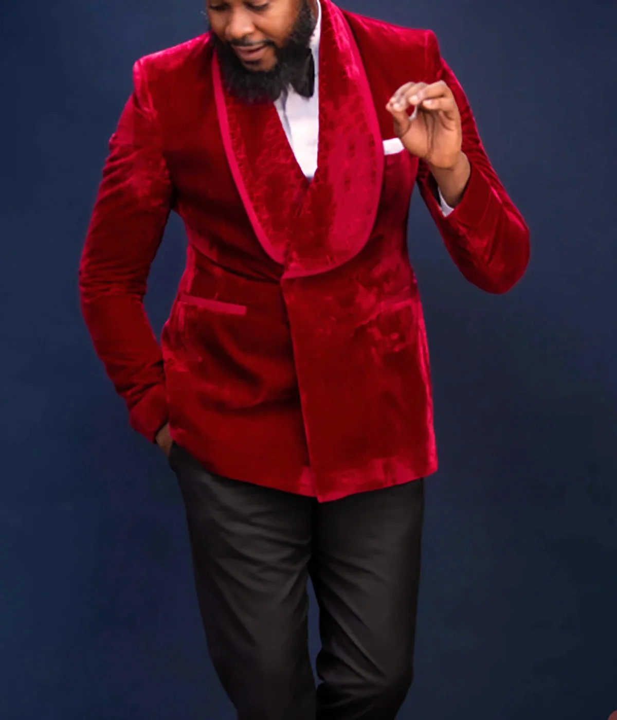 With Black Pants Red And Black Velvet Blazer Red Double Breasted