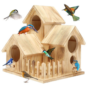 Ensemble de maison d'oiseau en bois à motif solide pour enfants Peinture et décoration Arts et artisanat - Product Image 4