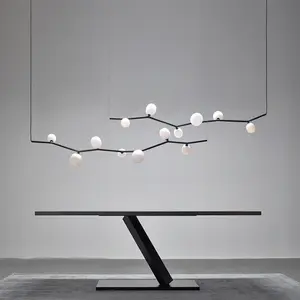 The latest design modern minimalist black and white glass branch chandelier for dining room island kitchen lamp