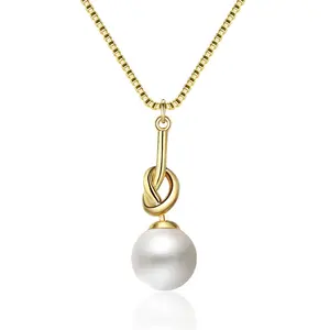 ZHILIAN 925 Sterling Silver Necklace Gold Plating Natural Fresh Water Pearl Pendant Necklace For Women Wedding