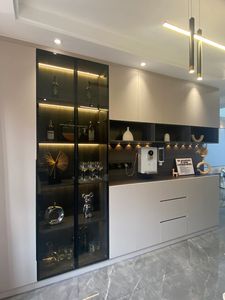 Jingshun Tùy Chỉnh Bằng Gỗ Tủ Mềm Gần Bản Lề Nhà Tủ Lưu Trữ Rượu Vang Với Cửa Kính Đồ Nội Thất Phòng Khách Bán Buôn - Product Image 5