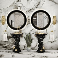 Postmoderne Lumière Bulle Baignoire Lavabo Ensemble En Acier Inoxydable Villa De Luxe Guangdong Moderne Autoportant 3 Ans Centre D'égouttoir