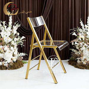 Chaise de salle à manger pliante moderne en acrylique transparent avec structure en acier inoxydable pour la maison et les appartements - Product Image 3