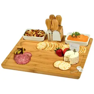 Planches de confiserie rotatives de qualité alimentaire planche à fromage plateau de service planche à découper comprenant couteau et fourchette