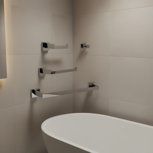 Ensemble d'accessoires de salle de bain chromés en acier inoxydable, design minimaliste, à fixer au mur, 25 pouces au-dessus de la baignoire - Product Image 2