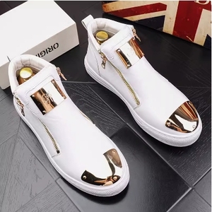 Chaussures de course décontractées montantes pour hommes, à semelle épaisse, style bottines, blanches, tendance, pour l'extérieur, petites tailles - Product Image 2