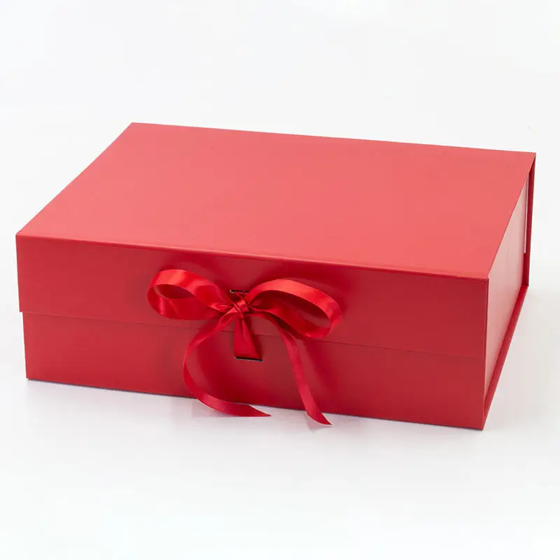 새로운 선물 상자 사용자 정의 리본 선물 상자 직사각형 재활용 자석 뚜껑 선물 상자