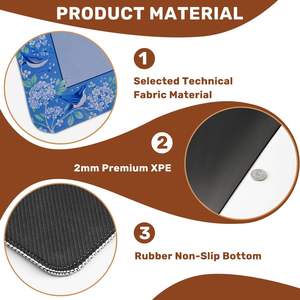 Tapis de mahjong antidérapant bleu à motif floral et oiseaux avec sac de transport pour jeux de tuiles, poker, <span class=keywords><strong>dominos</strong></span>, réduction du bruit, qualité supérieure - Product Image 4