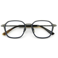 Monture de lunettes vintage en titane pur pour homme, finition mate, design à monture complète, embouts de branches en corne de buffle véritable, esthétique haut de gamme pour adultes