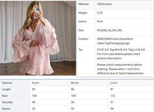 QINSI Pigiama a Doppio Strato in Crepe per Donna, Vestaglia in Garza di <span class=keywords><strong>Cotone</strong></span>, Abbigliamento <span class=keywords><strong>da</strong></span> <span class=keywords><strong>Notte</strong></span> a Maniche Lunghe, <span class=keywords><strong>Camicia</strong></span> <span class=keywords><strong>da</strong></span> <span class=keywords><strong>Notte</strong></span> Femminile - Product Image 6