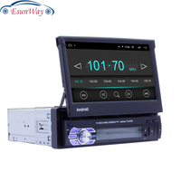 AUTO OPEN Android14 Autoradio Rétractable GPS Wifi Autoradio 1 Din 7 ''Écran Tactile Voiture Multimédia MP5 Lecteur