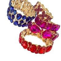 Bracelet tendance hexagonal en verre et alliage, ajustable et élastique, style mariée, best-seller transfrontalier Europe-États-Unis